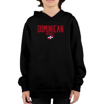 Dominican Republic Flag Vintage Red Text Youth Hoodie | Mazezy
