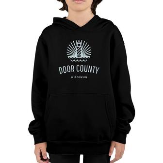 Door County Wisconsin Retro Vintage Lighthouse Gift Idea Youth Hoodie | Mazezy