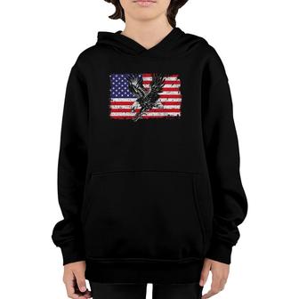 Eagle American Flag 4Th Of July Usa Merica Bird Lover Gift Youth Hoodie - Seseable