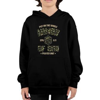 Ephesians 6 11 Put On The Whole Armor Of God Prayer Unit Youth Hoodie | Mazezy