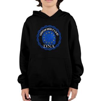 European Union Its In My Dna European Union European Union Flag In Thumbprint Youth Hoodie | Mazezy