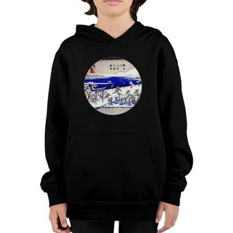 Famous Vintage Japanese Woodblock Art Evening Snow Hiroshige Youth Hoodie - Seseable
