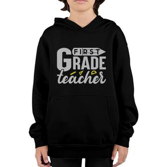 First Grade Teacher Back To School White Graphic Youth Hoodie - Seseable