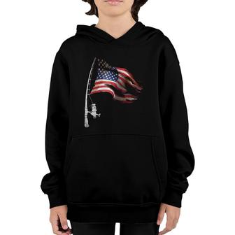 Fishing American Flag Fisherman Patriotic Day 4Th Of July Youth Hoodie - Seseable