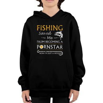 Fishing Funny Joke Now Im Just A Hooker Funny Gift Fisherman Youth Hoodie | Mazezy UK