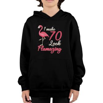 Funny Flamingo 70Th Gift For 70 Years Old Women Birthday Youth Hoodie - Seseable