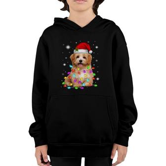 Funny Havanese Dog Santa Hat Christmas Lights Lover Youth Hoodie | Mazezy