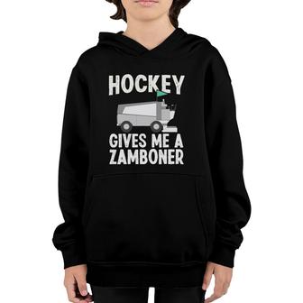 Funny Hockey Gives Me A Zamboner Hockey Player Winter Sports Youth Hoodie | Mazezy