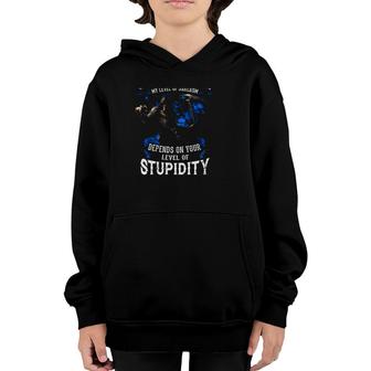 Funny Im A Grumpy Old Man My Level Of Sarcasm Depends On Your Level Of Stupidity Youth Hoodie - Seseable