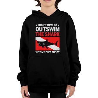 Funny Scuba Diving Design For Men Women Shark Diving Buddy Youth Hoodie | Mazezy