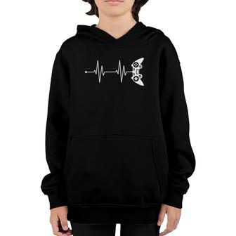 Gamer Heartbeat Gift For Video Game Lover Video Games Youth Hoodie - Seseable