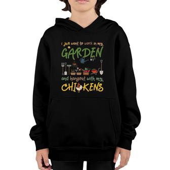 Gardening And Chickens Work In Garden Hangout With Chickens Youth Hoodie | Mazezy AU