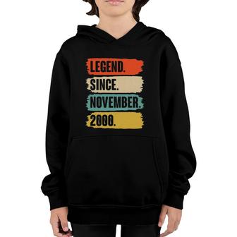 Gift For 22 Years Old Legend Since November 2000 Birthday Youth Hoodie - Seseable