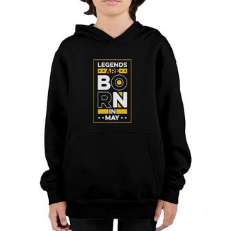 Gold White Stars Design Legends Are Born In May Birthday Youth Hoodie - Seseable