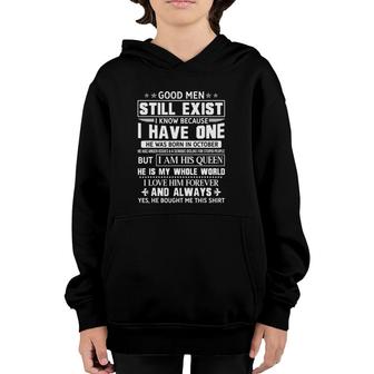 Good Men Exist Born In October Funny Wife Valentines Day Youth Hoodie | Mazezy DE