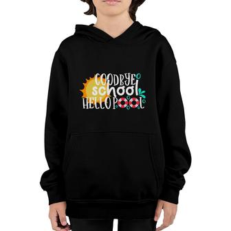 Goodbye School Hello Pool White Graphic Youth Hoodie - Seseable