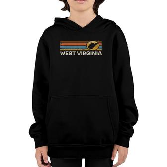 Graphic Tee West Virginia Us State Map Vintage Retro Stripes Youth Hoodie - Seseable