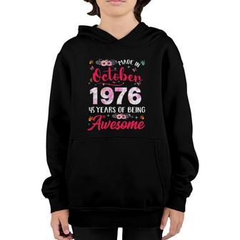 Happy 45Th Birthday Made In October 1976 45 Years Old Youth Hoodie - Seseable