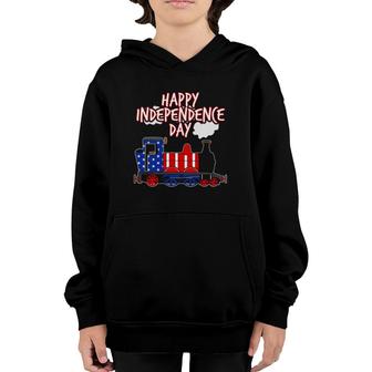 Happy Independence Day Train American Flag Usa 4Th July Youth Hoodie - Seseable