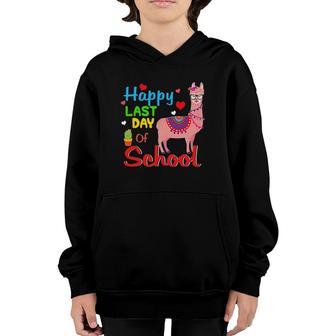 Happy Last Day Of School Llama Students And Teachers Youth Hoodie - Seseable