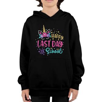 Happy Last Day Of School Unicorn Face Hello Summer Pool Girl Youth Hoodie - Seseable