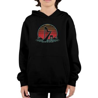 Harp Retro Vintage 80S Style Harpist Musician Player Gift Youth Hoodie - Seseable