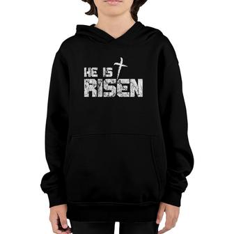 He Is Risen Vintage Distressed Youth Hoodie | Mazezy