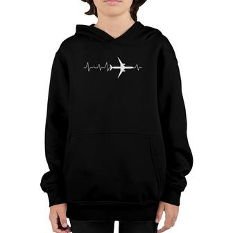 Heartbeat Airplane Aviation Pilot Gift Youth Hoodie | Mazezy