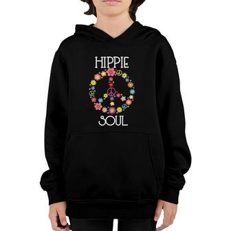 Hippie Soul Flower Power Peace Sign Gypsy Soul 60S 70S Gift Youth Hoodie | Mazezy