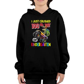 I Crushed 100 Days Of Kindergarten Happy 100Th Day Truck Youth Hoodie - Seseable