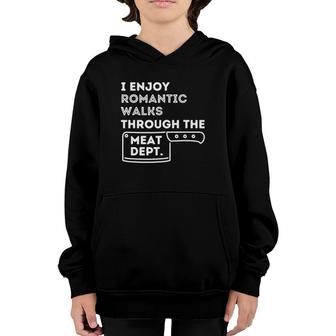 I Enjoy Romantic Walks - Funny Bbq Smoker Barbecue Grilling Youth Hoodie - Seseable
