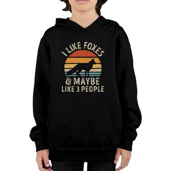 I Like Foxes And Maybe 3 People Funny Fox Lover Retro Men Youth Hoodie - Seseable