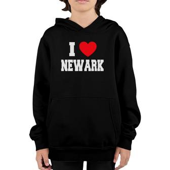 I Love Newark Red Heart Youth Hoodie | Mazezy