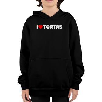 I Love Tortas Red Heart Youth Hoodie | Mazezy