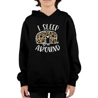 I Sleep Around Funny Cheetah Camper Camping Adventure Youth Hoodie | Mazezy