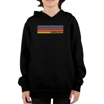 Illinois - Abstract Colorful Stripes Vintage Style Youth Hoodie - Seseable