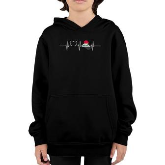 Iraq With Heartbeat Vintage Flag Of Iraq Youth Hoodie | Mazezy