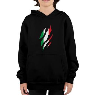 Italy Italian Flag Claw Marks - Italian Roots & Heritage Youth Hoodie - Seseable