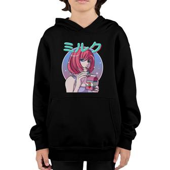 Japanese 90S Anime Otaku Strawberry Milkshake Carton Cute Gift Youth Hoodie - Seseable