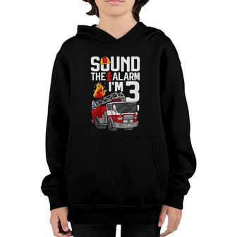 Kids 3 Years Old Firefighter 3Rd Birthday Boy Fire Truck Toddler Youth Hoodie - Seseable
