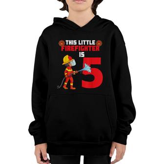 Kids Fire Truck 5Th Birthday 5 Year Old Boy Toddler Youth Hoodie - Seseable