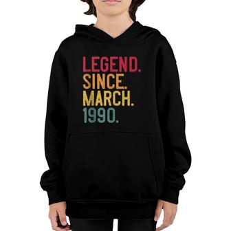 Legend Since March 1990 31St Birthday 31 Years Old Youth Hoodie - Seseable