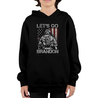 Lets Go Brandon Veteran Us American Flag Veterans Gift Youth Hoodie - Seseable
