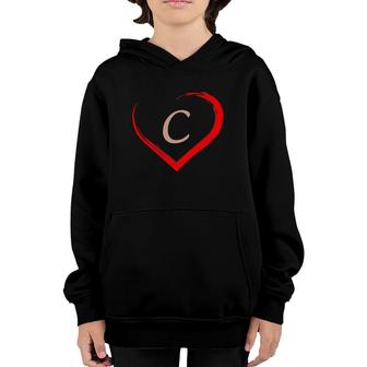 Letter C Initial Valentines Day Couple Gifts For Him And Her Youth Hoodie | Mazezy