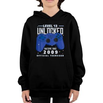 Level 13 Unlocked 2009 Gamer 13Th Official Nager Birthday Youth Hoodie - Seseable