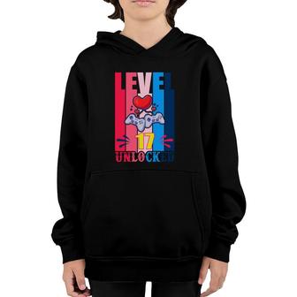 Level 17 Color Heart 17Th Birthday Great Youth Hoodie - Seseable