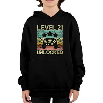 Level 21 Unlocked 21St Birthday 21 Years Old Youth Hoodie - Seseable
