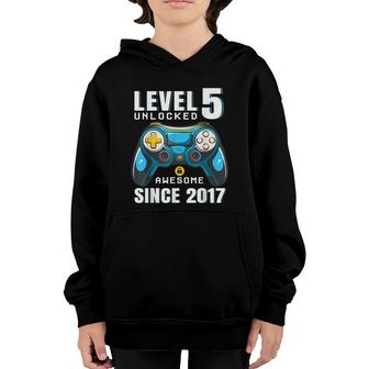 Level 5 Unlocked 5 Year Old Boy Video Game 5Th Birthday Game Youth Hoodie - Seseable