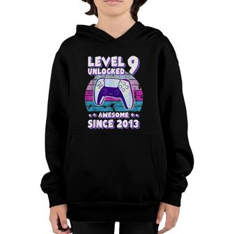 Level 9 Unlocked Bday Gamer Boy Girl 9 Years Old Birthday Youth Hoodie - Seseable