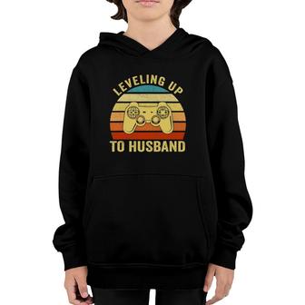Leveling Up To Husband Engagement Groom Video Games Gamer Youth Hoodie | Mazezy